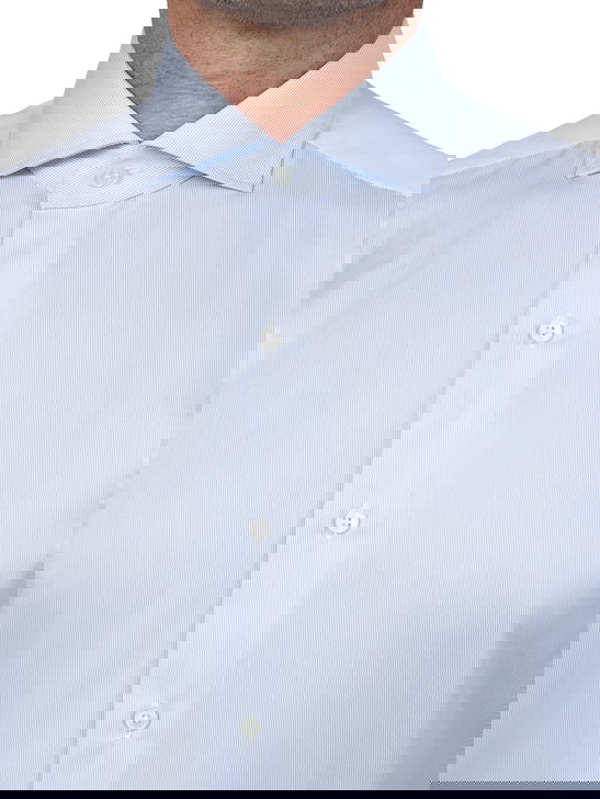 Xacus Camicia Xacus Rigata Tessuto Thomas Mason Bianco Spedizione Gratuita