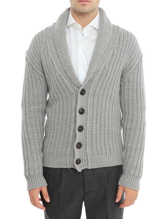 Rakki Cardigan Rakkì Collo Sciallato Grigio Nuova