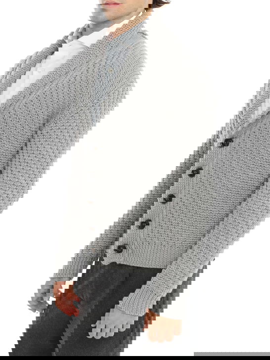Rakki Cardigan Rakkì Collo Sciallato Grigio Nuova