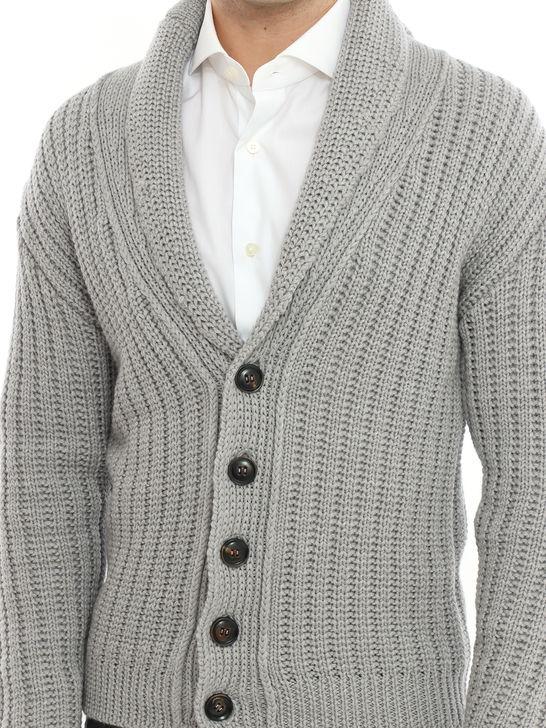 Rakki Cardigan Rakkì Collo Sciallato Grigio Nuova