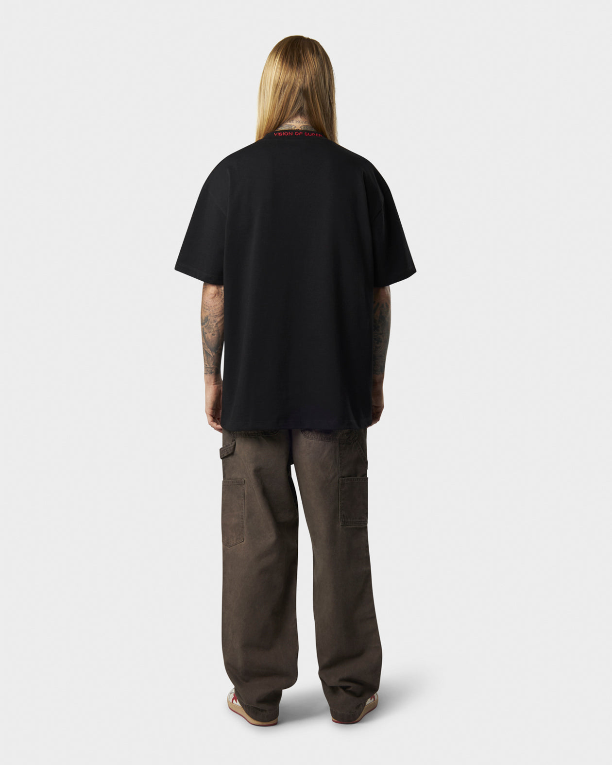 Vision Of Super BLACK T-SHIRT WITH FREEDOM PRINT ON FRONT AND METAL LABEL Negozi Online