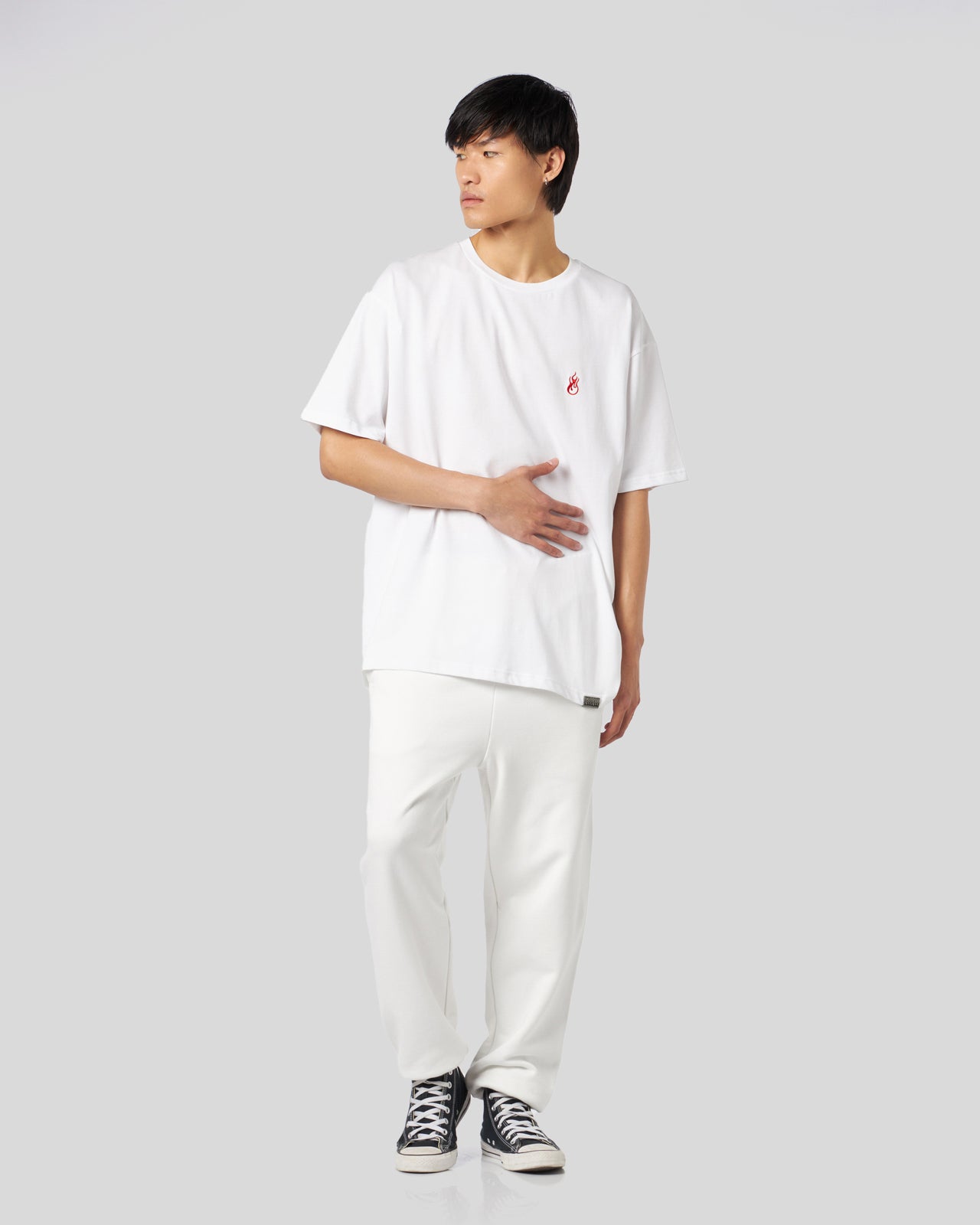 Vision Of Super WHITE T-SHIRT WITH FLAMES LOGO Consegna Veloce
