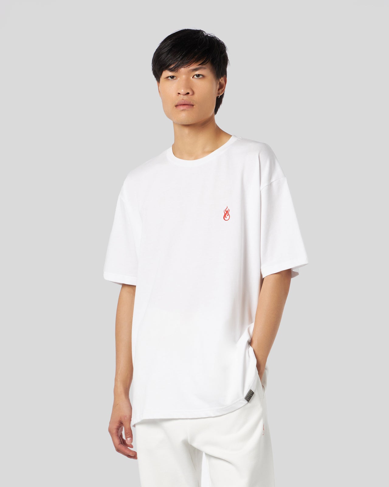 Vision Of Super WHITE T-SHIRT WITH FLAMES LOGO Consegna Veloce