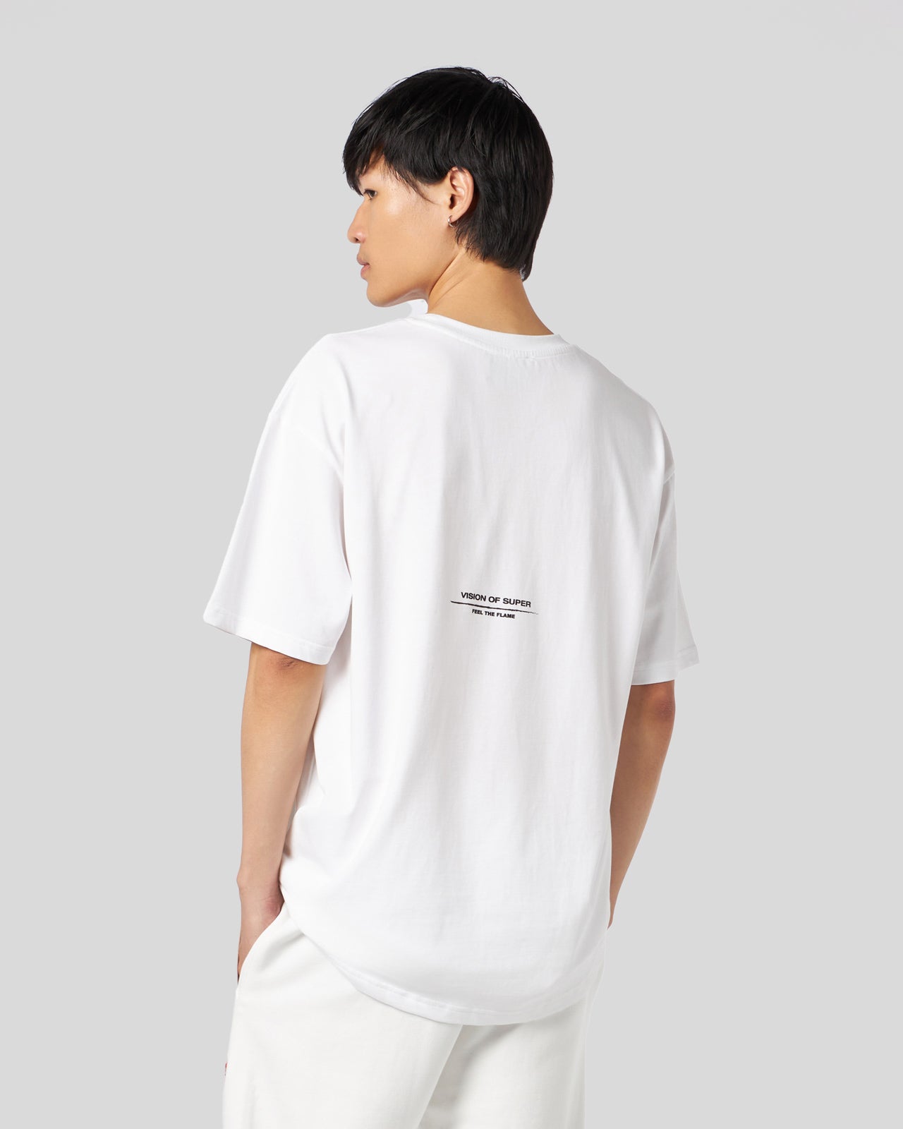 Vision Of Super WHITE T-SHIRT WITH FLAMES LOGO Consegna Veloce