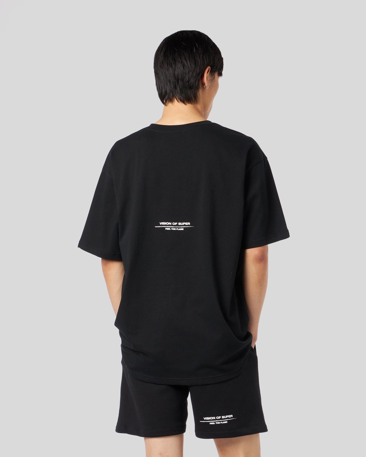 Vision Of Super BLACK T-SHIRT WITH FLAMES LOGO Promozione Limitata