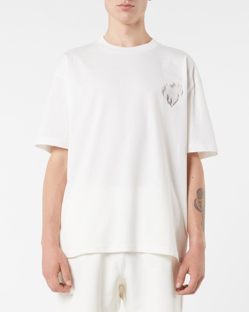Vision Of Super OFF WHITE T-SHIRT WITH EMBROIDERED FLAMING HEART Convenienza