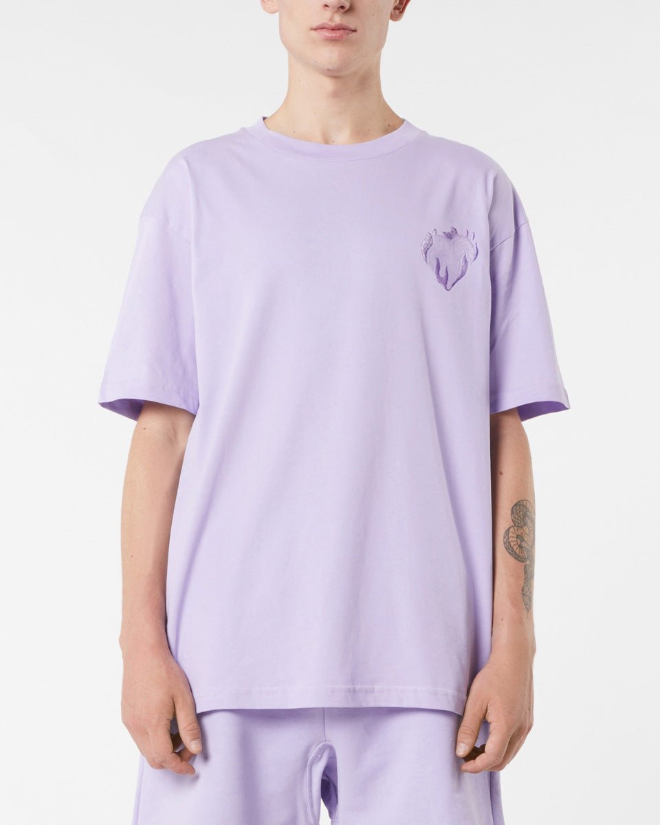 Vision Of Super LILAC T-SHIRT WITH EMBROIDERED FLAMING HEART Vendite Flash