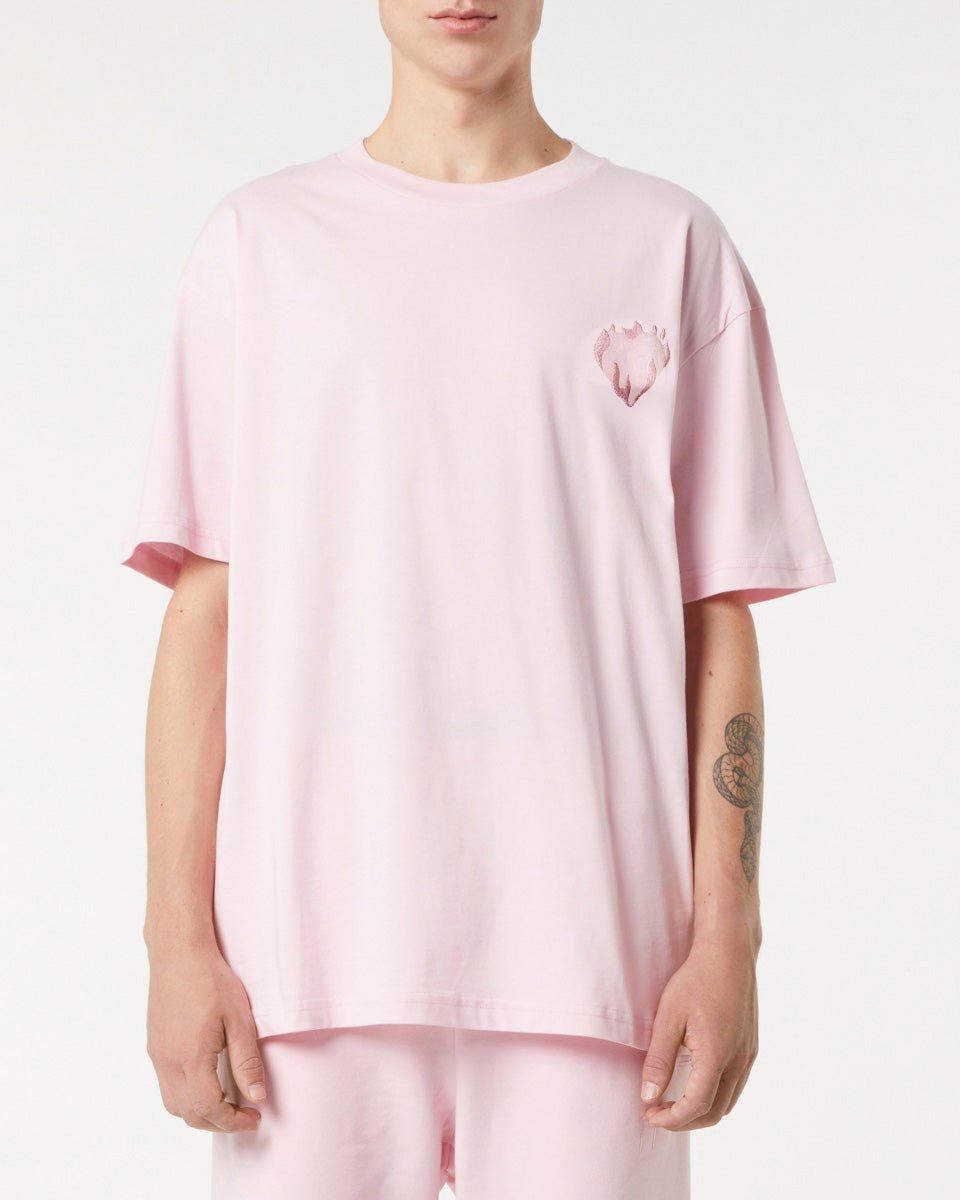 Vision Of Super PINK T-SHIRT WITH EMBROIDERED FLAMING HEART Negozio