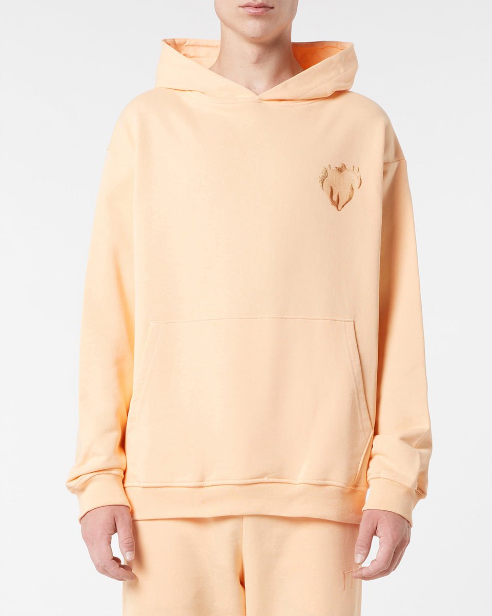 Vision Of Super PEACH HOODIE WITH EMBROIDERED FLAMING HEART Nuovi prodotti