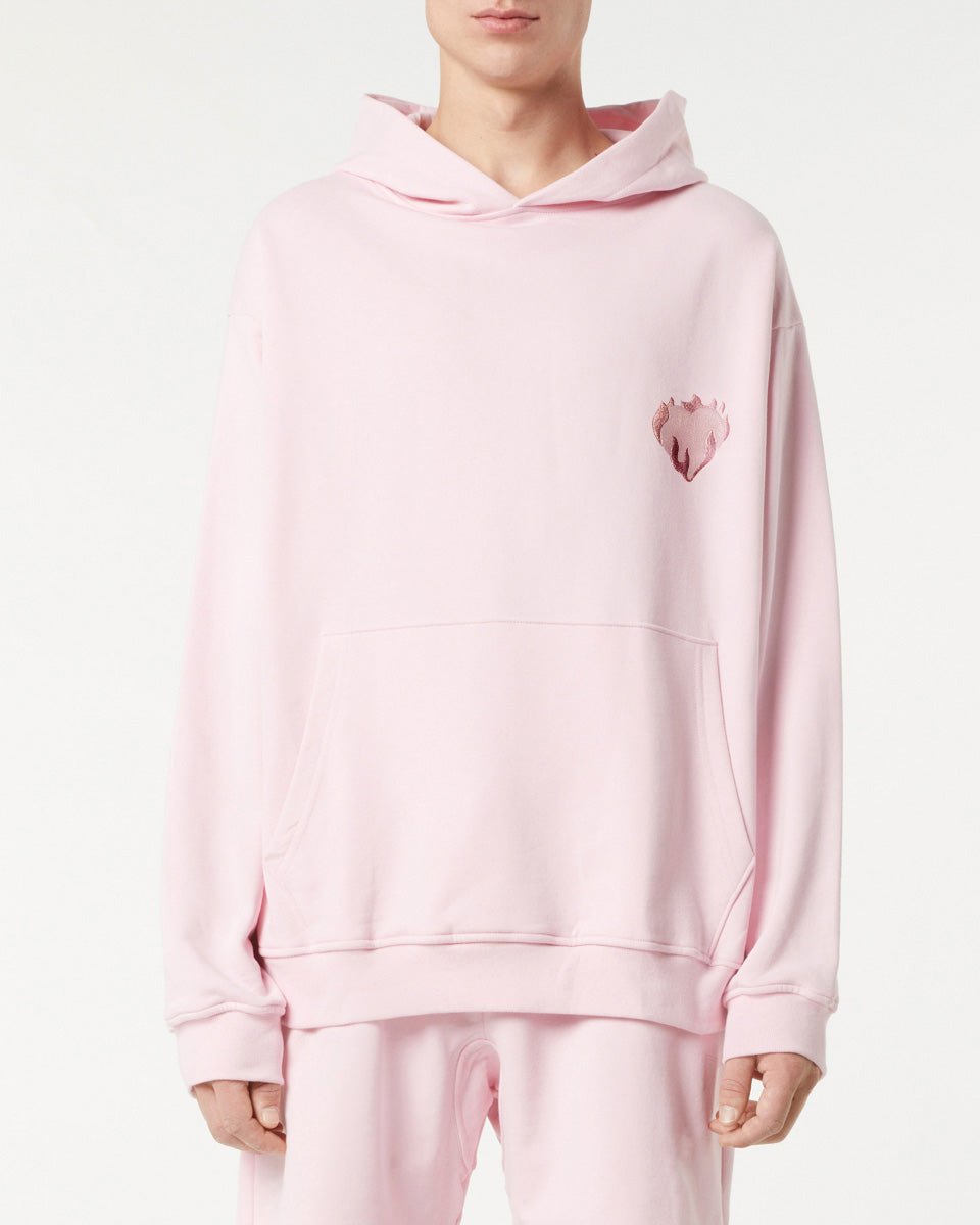 Vision Of Super PINK HOODIE WITH EMBROIDERED FLAMING HEART Italia