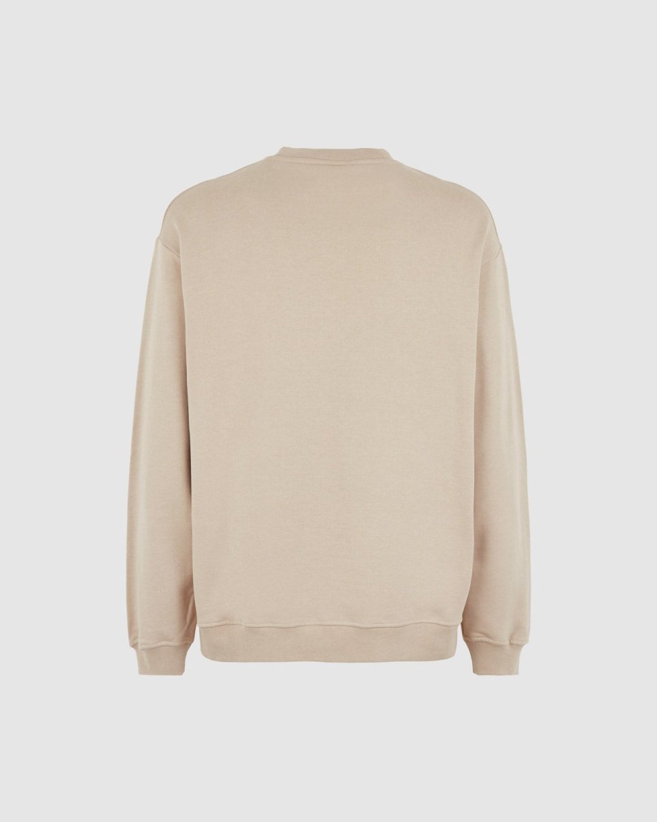 Vision Of Super LIGHT BROWN CREWNECK WITH EMBROIDERED FLAMING HEART In Linea