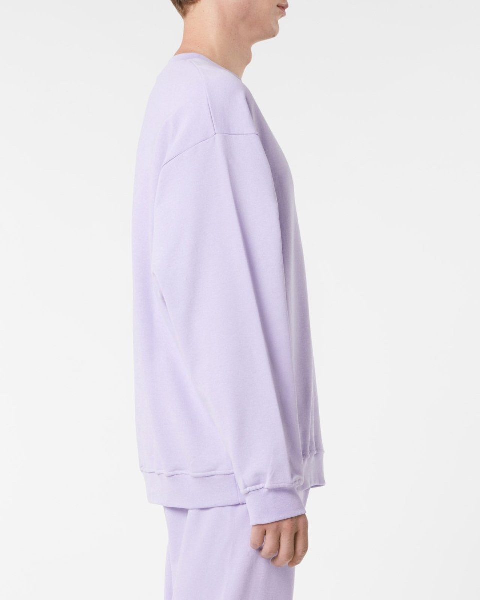 Vision Of Super LILAC CREWNECK WITH EMBROIDERED FLAMING HEART Qualità