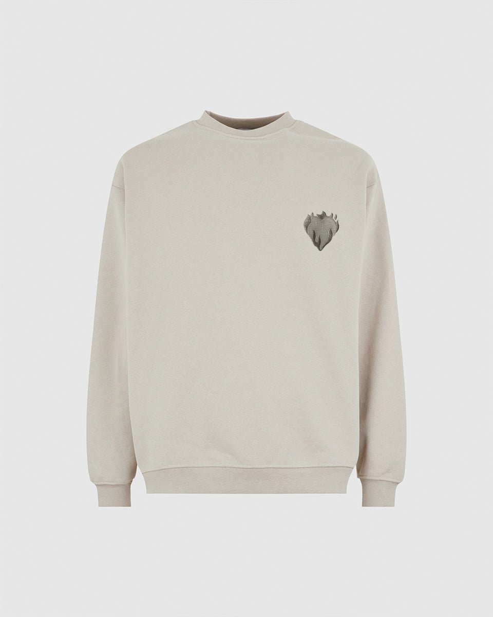 Vision Of Super LONDON FOG CREWNECK WITH EMBROIDERED FLAMING HEART Sottocosto