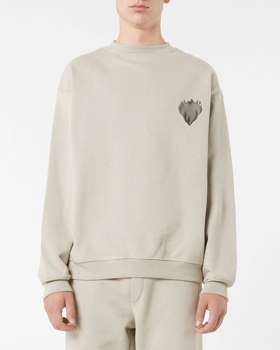Vision Of Super LONDON FOG CREWNECK WITH EMBROIDERED FLAMING HEART Sottocosto