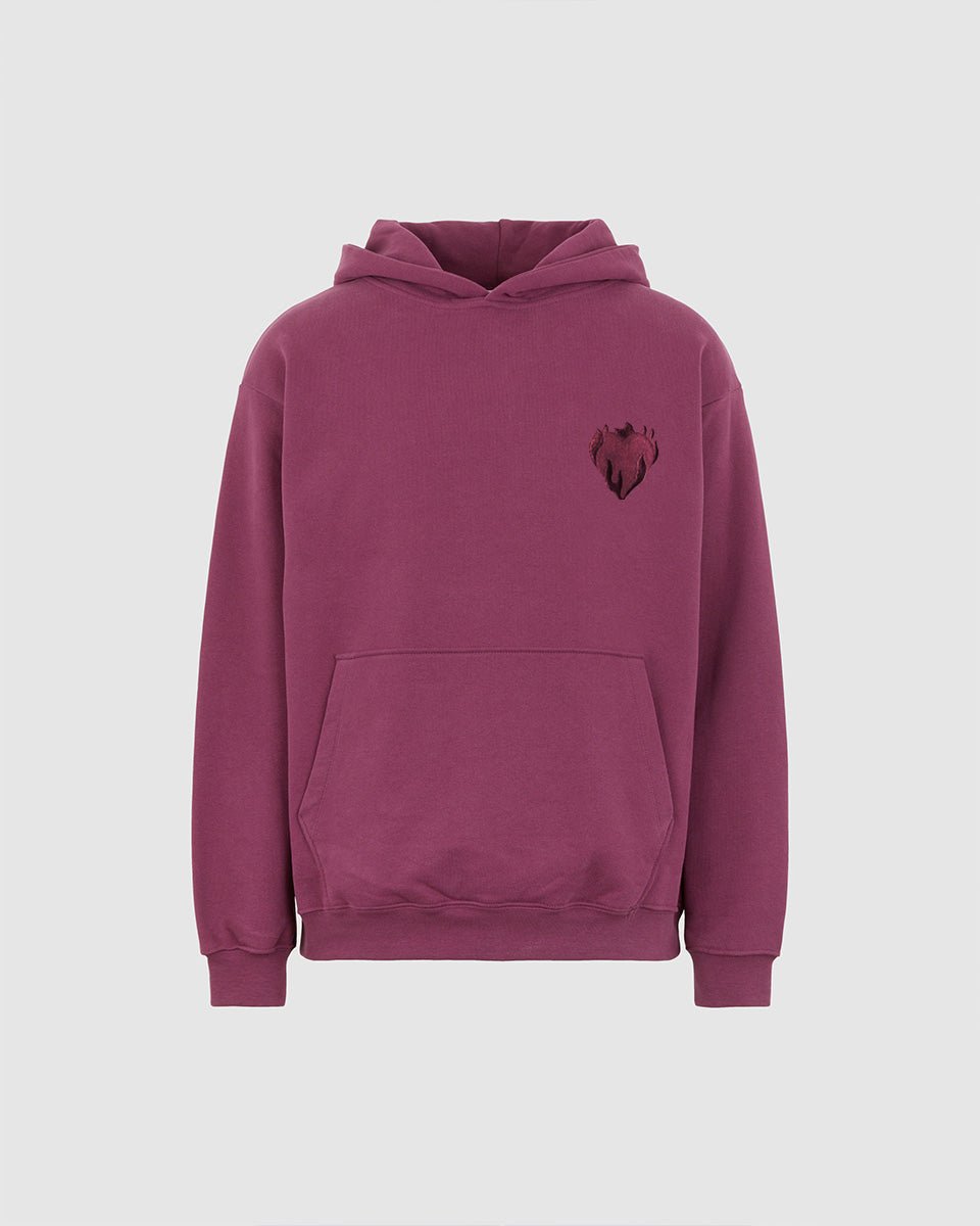 Vision Of Super GRAPE WINE HOODIE WITH EMBROIDERED FLAMING HEART Convenienza