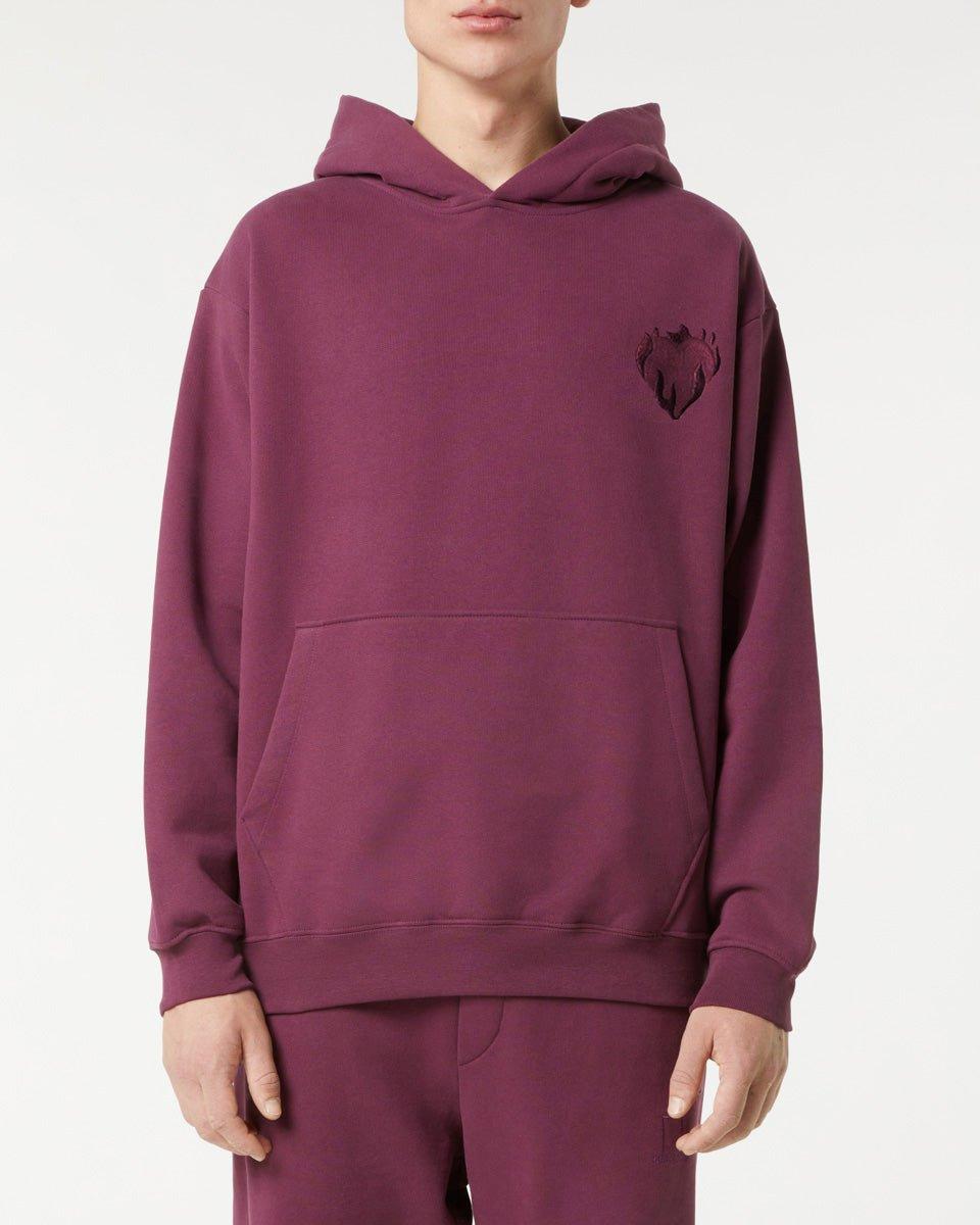 Vision Of Super GRAPE WINE HOODIE WITH EMBROIDERED FLAMING HEART Convenienza
