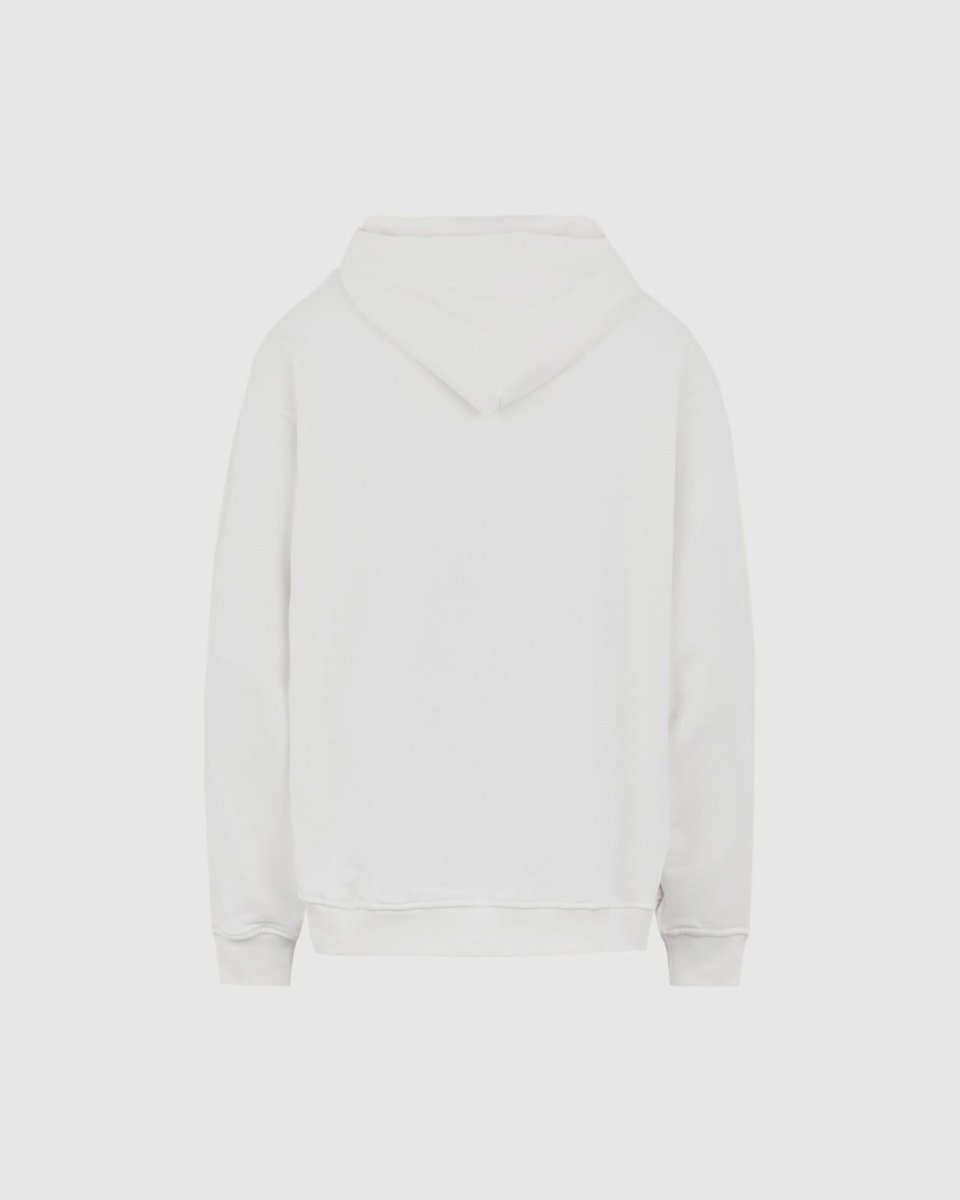 Vision Of Super OFF WHITE HOODIE WITH EMBROIDERED FLAMING HEART In Vendita