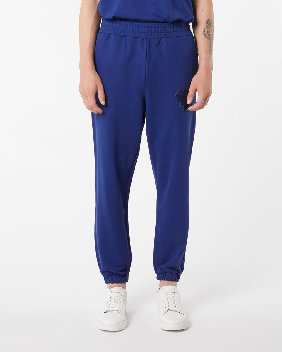 Vision Of Super BLUE PANTS WITH EMBROIDERED FLAMING HEART Hotsell