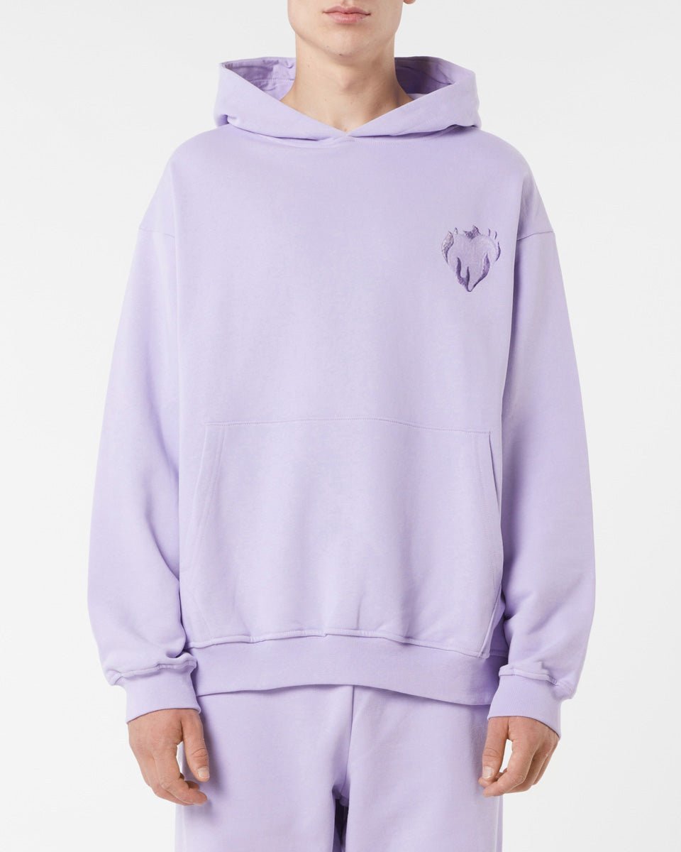 Vision Of Super LILAC HOODIE WITH EMBROIDERED FLAMING HEART Nuova