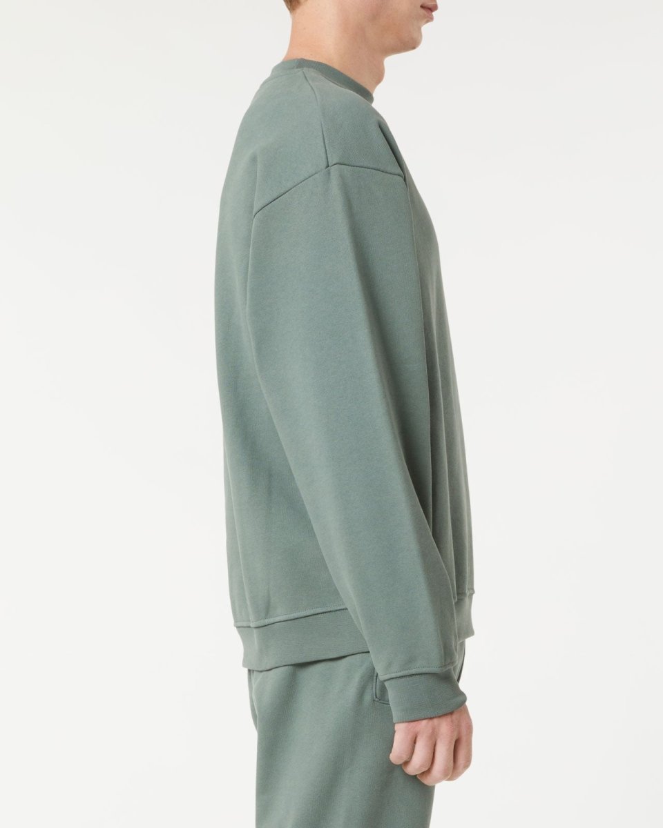 Vision Of Super BALSAM GREEN CREWNECK WITH EMBROIDERED FLAMING HEART Moda