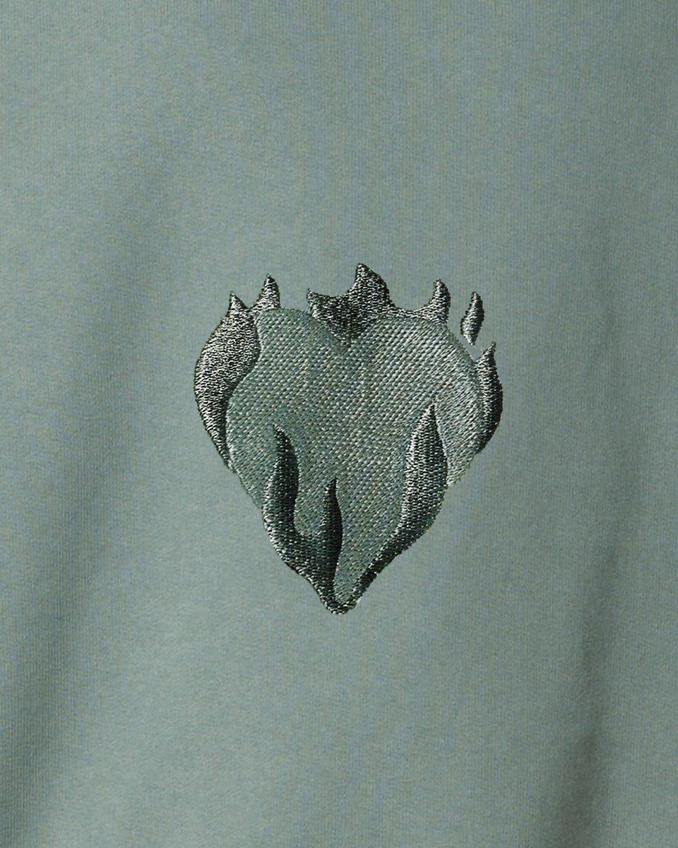 Vision Of Super BALSAM GREEN HOODIE WITH EMBROIDERED FLAMING HEART 2025