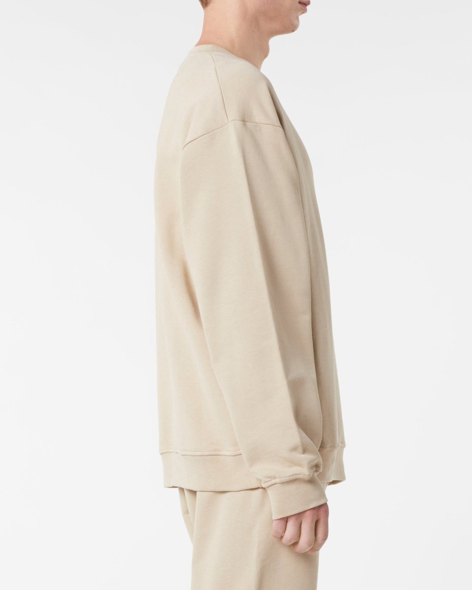 Vision Of Super LIGHT BROWN CREWNECK WITH EMBROIDERED FLAMING HEART Italia