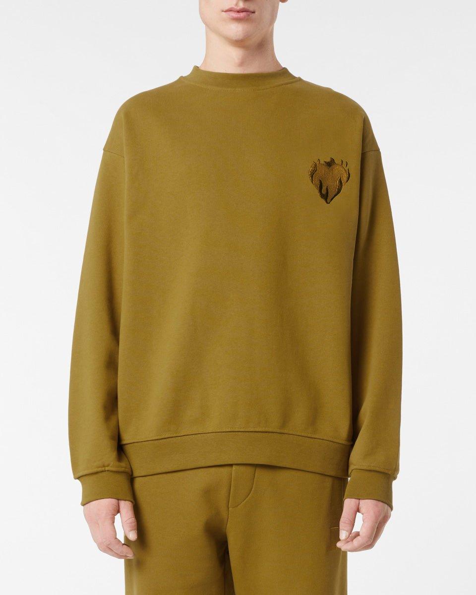 Vision Of Super PLANTATION CREWNECK WITH EMBROIDERED FLAMING HEART Qualità