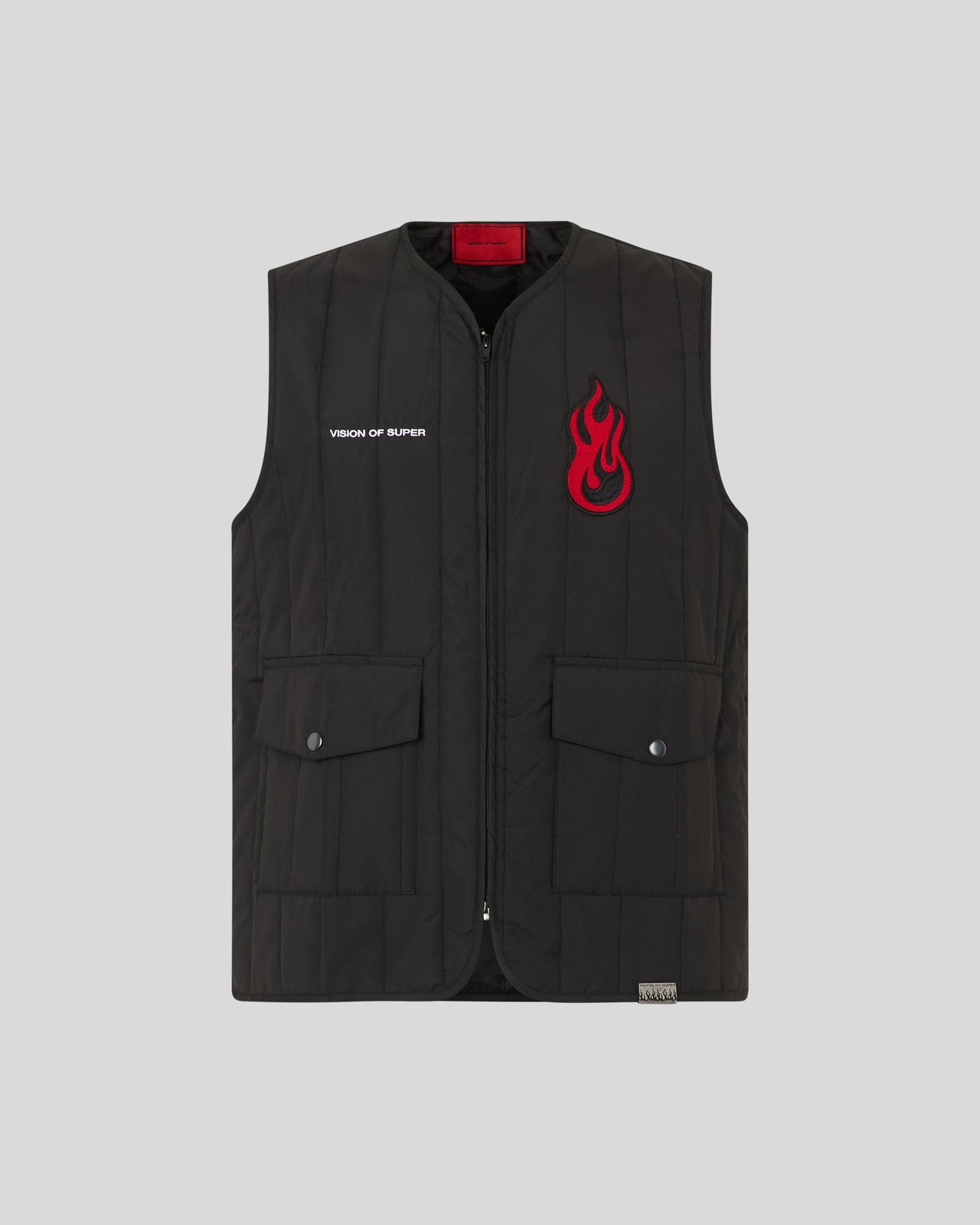 Vision Of Super BLACK GILET WITH VOS GRAPHICS PATCHES AND LOGO Soddisfazione Garantita