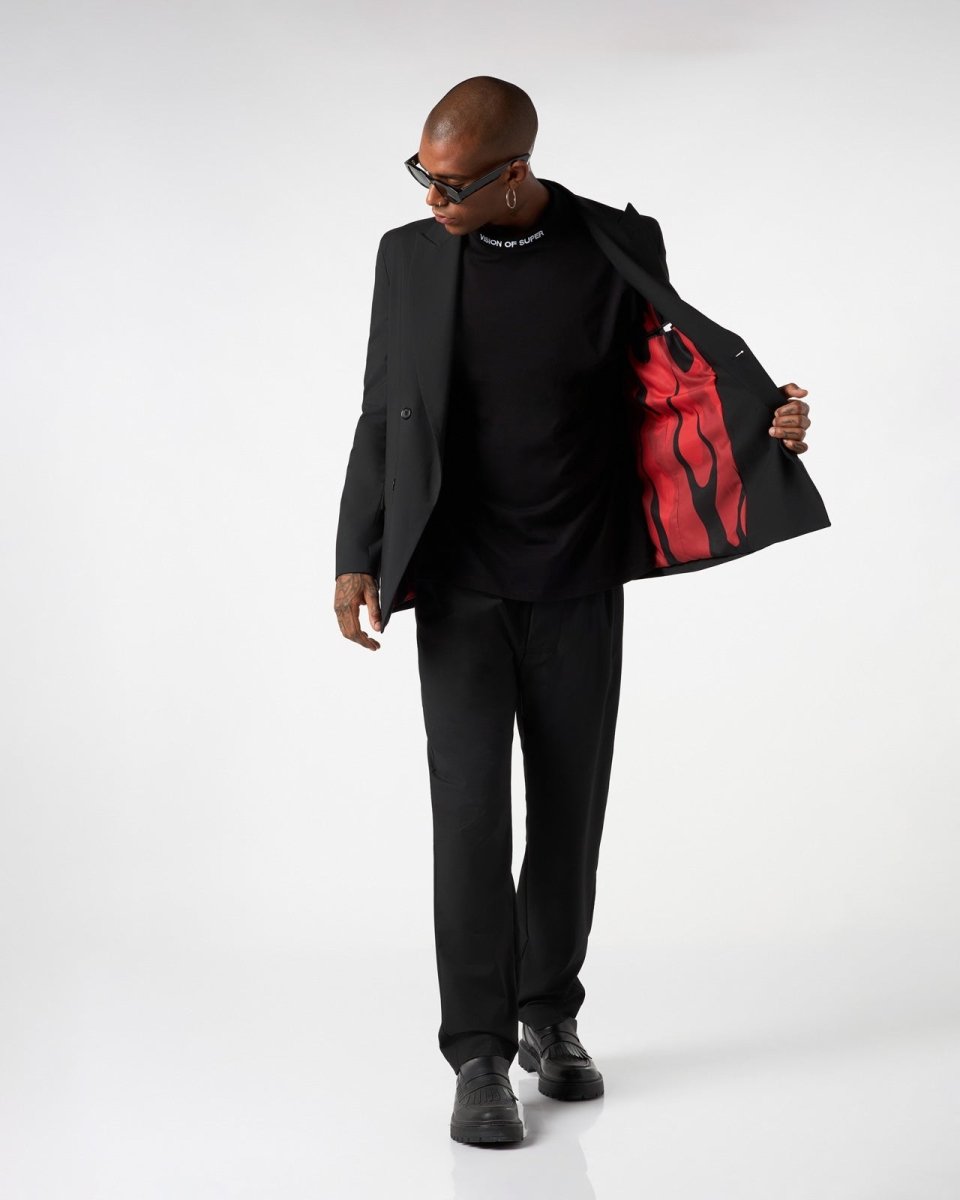 Vision Of Super BLACK BLAZER WITH INTERNAL FLAMES Negozi Online
