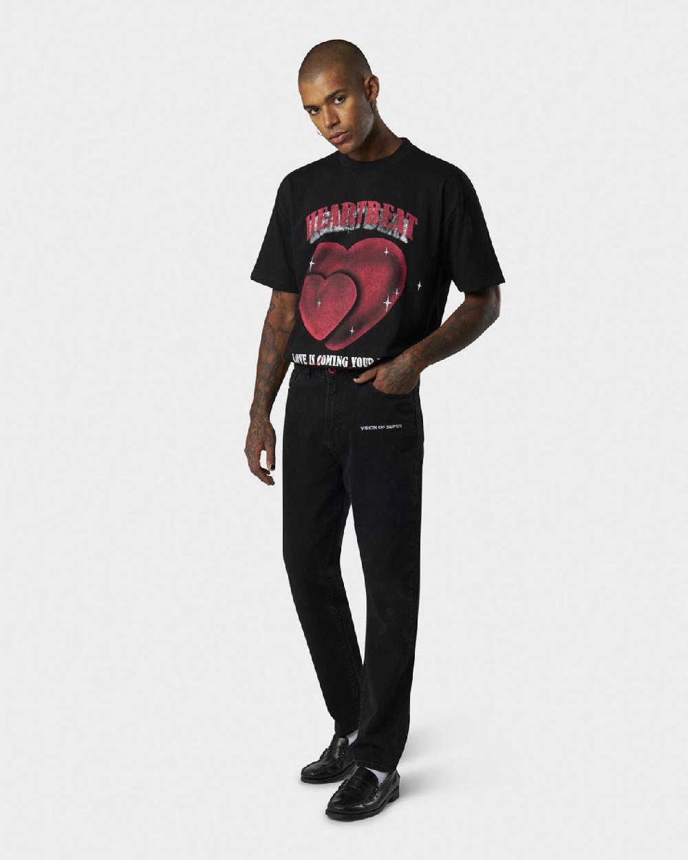Vision Of Super BLACK DENIM WITH WHITE EMBROIDERED LOGO ON FRONT Promozione Limitata