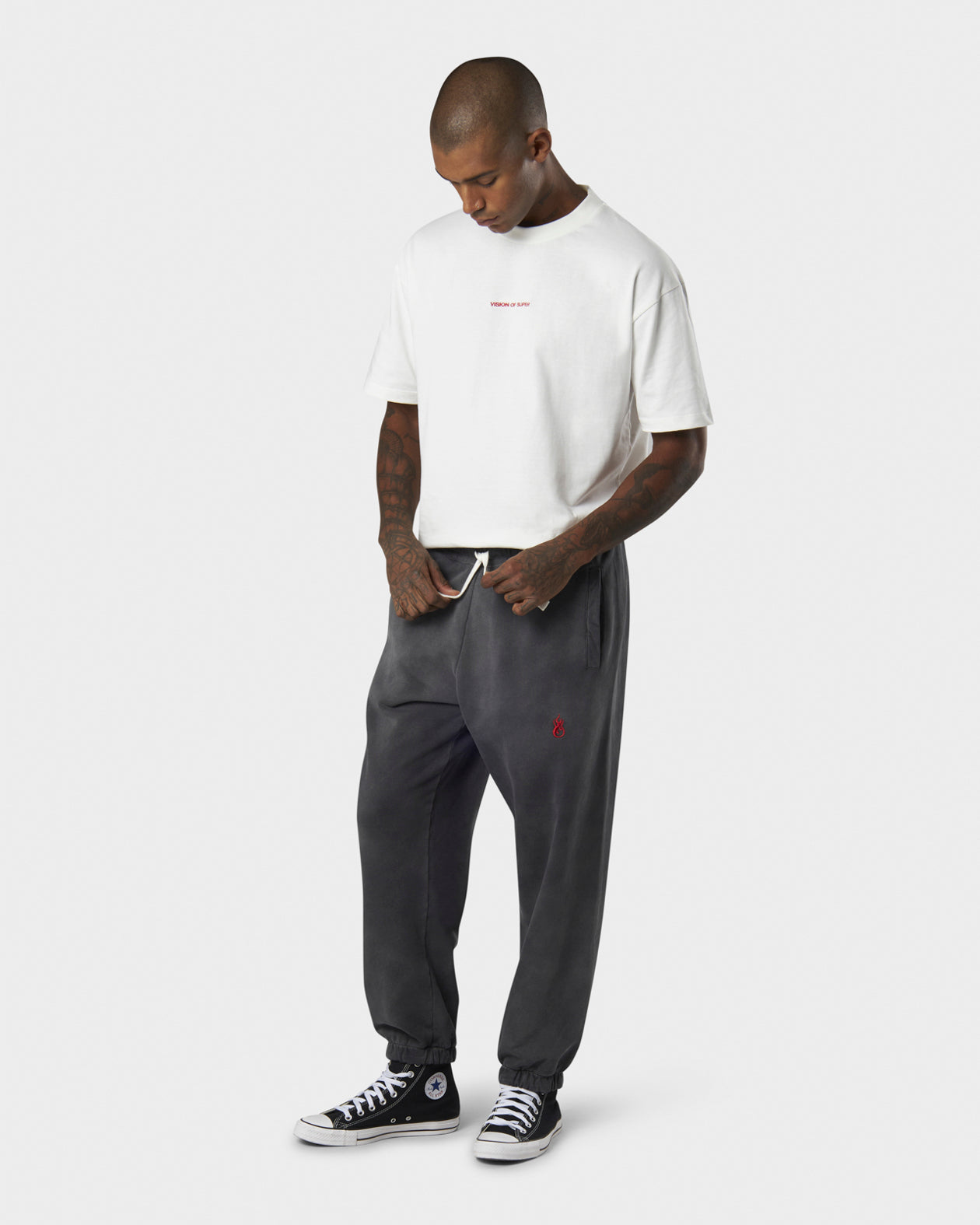 Vision Of Super COLD WASH PANTS WITH RED FLAME METAL LABEL AND PRINTED LOGO Convenienza