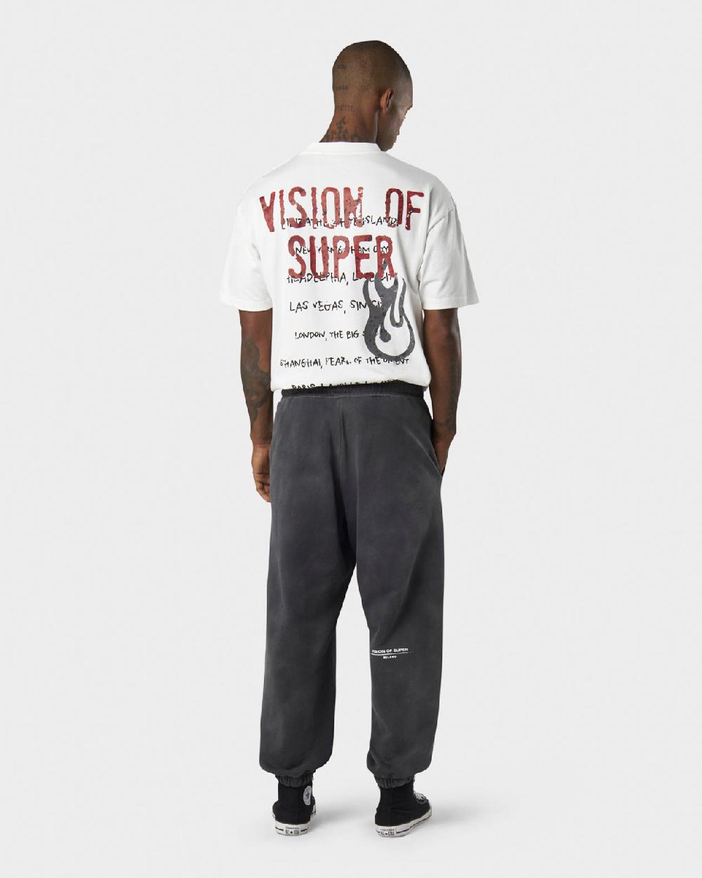 Vision Of Super COLD WASH PANTS WITH RED FLAME METAL LABEL AND PRINTED LOGO Convenienza