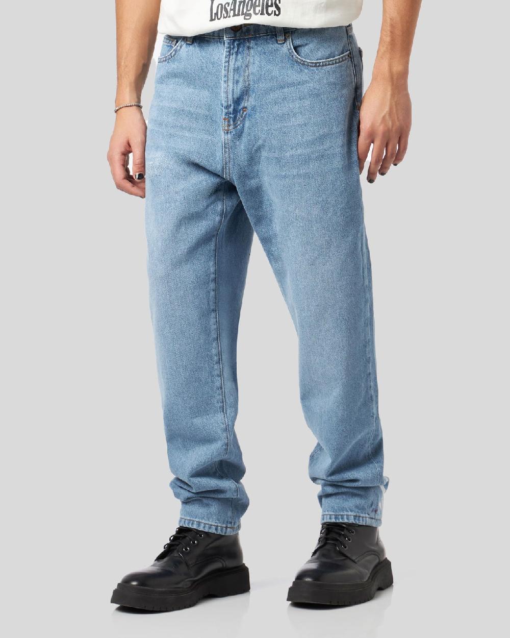 Vision Of Super BLUE DENIM JEANS WITH PRINTED FLAMES AND LOGO Presa