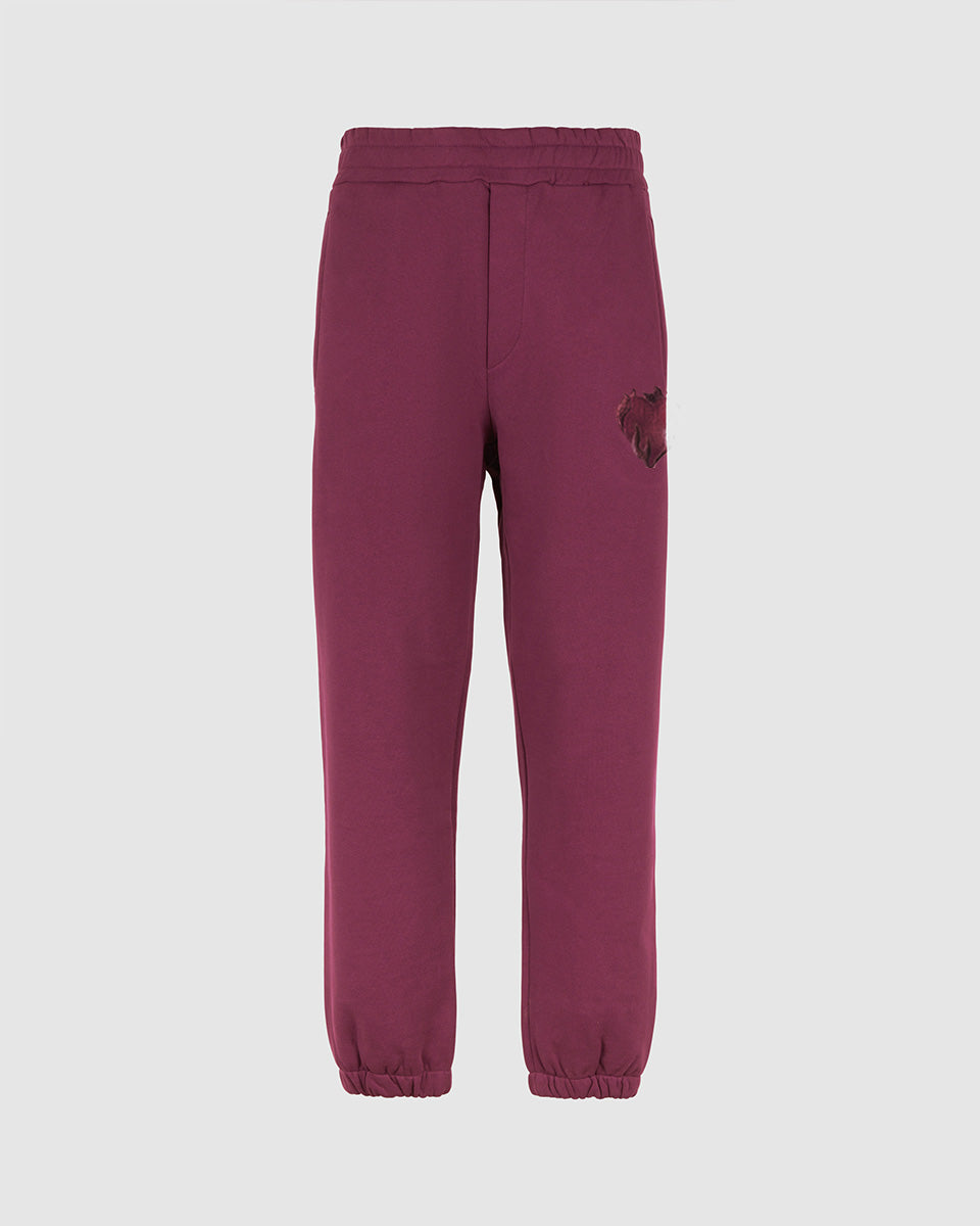 Vision Of Super GRAPE WINE PANTS WITH EMBROIDERED FLAMING HEART Economico