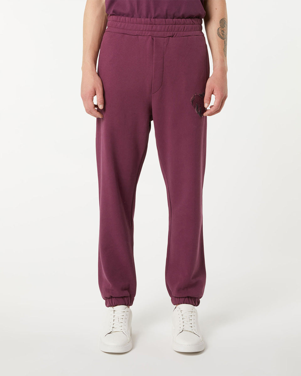 Vision Of Super GRAPE WINE PANTS WITH EMBROIDERED FLAMING HEART Economico