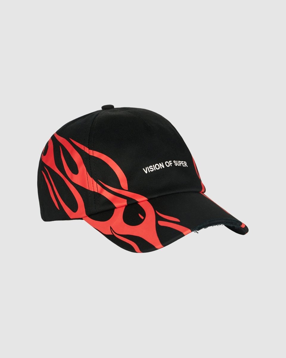 Vision Of Super BLACK CAP WITH RED TRIBAL PRINT Negozio