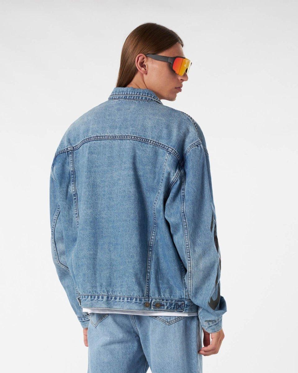 Vision Of Super BLUE DENIM JACKET WITH BLACK TRIBAL FLAMES In Saldo
