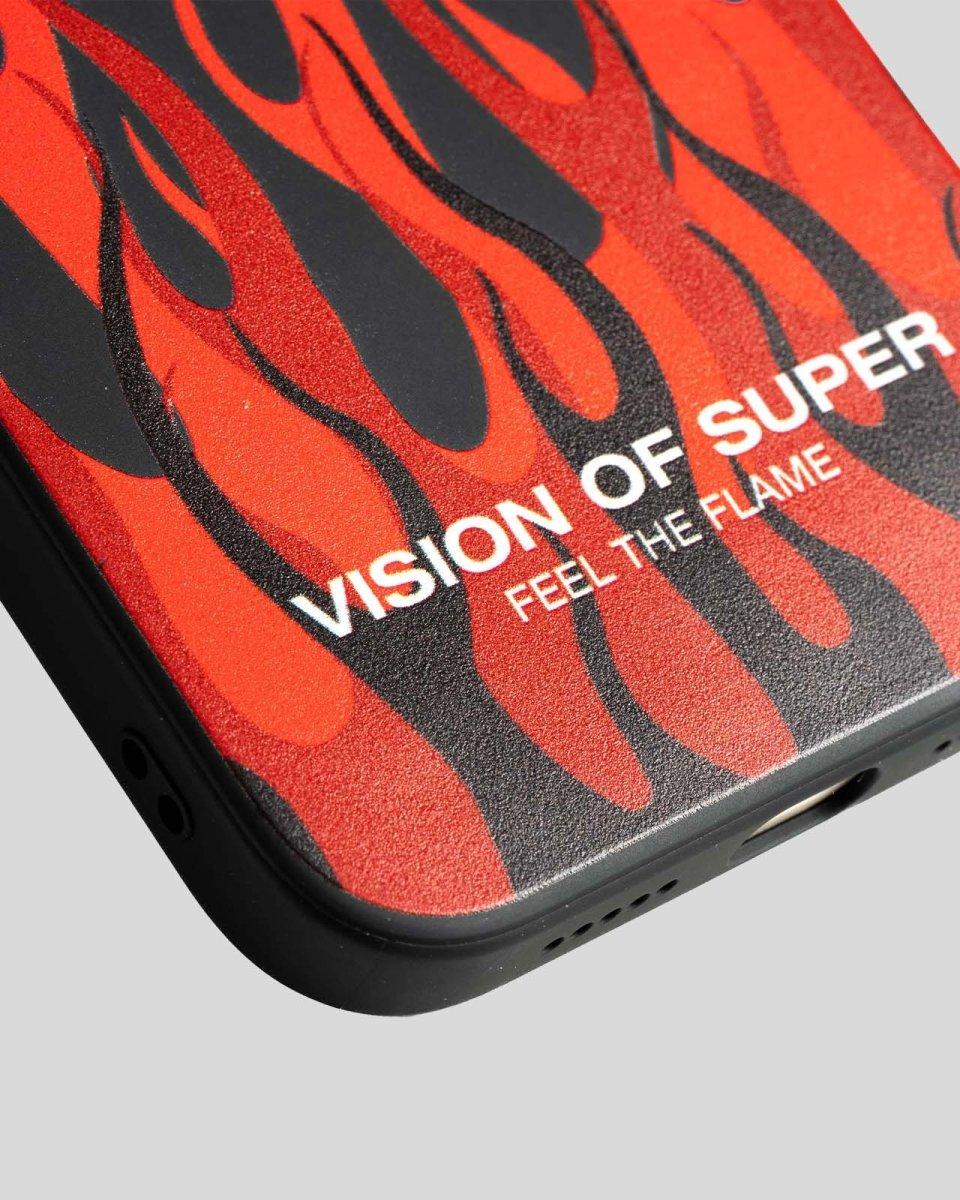 Vision Of Super BLACK iPHONE 14 PRO COVER WITH RED FLAMES AND WHITE LOGO 2025