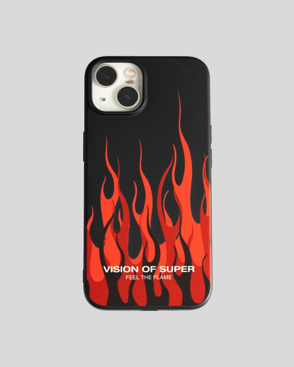 Vision Of Super BLACK iPHONE 14 PRO COVER WITH RED FLAMES AND WHITE LOGO 2025