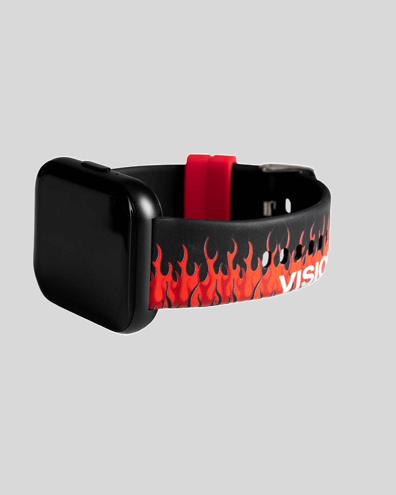 Vision Of Super BLACK SMARTWATCH WITH RED FLAMES AND WHITE LOGO Italy