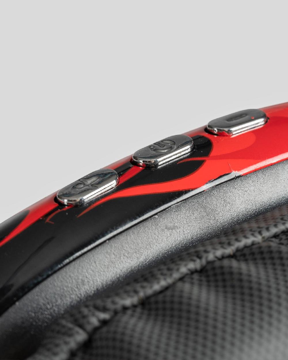 Vision Of Super BLACK HEADPHONES WITH RED FLAMES AND WHITE LOGO Italia