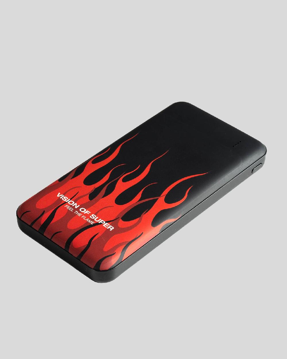 Vision Of Super BLACK POWERBANK WITH RED FLAMES AND WHITE LOGO 2025