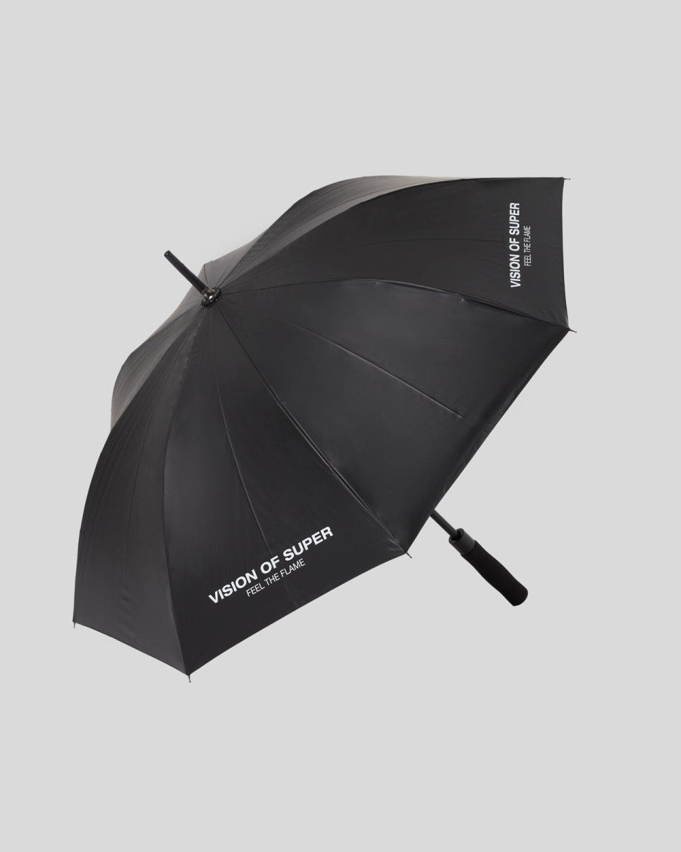 Vision Of Super BLACK UMBRELLA WITH TRIPLE FLAMES AND LOGO PRINT Nuovo