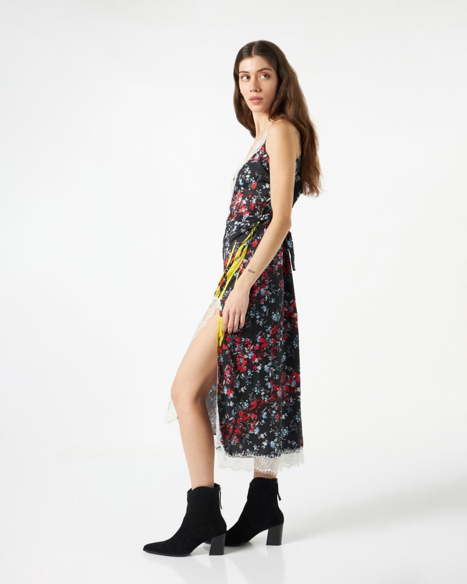 Vision Of Super FINE BLACK DRESS WITH YELLOW FLAMES Spedizione Gratuita