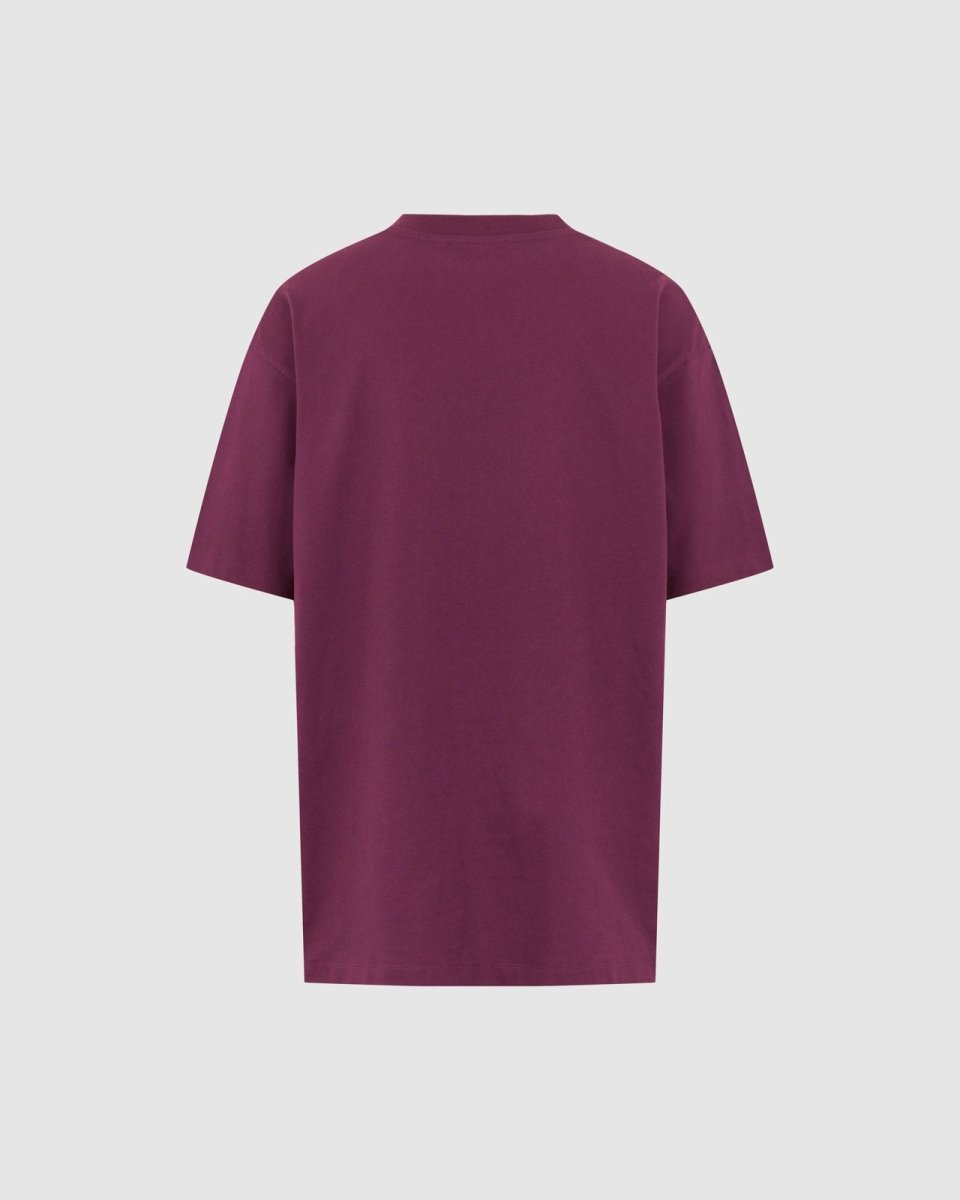 Vision Of Super GRAPE WINE T-SHIRT WITH EMBROIDERED FLAMING HEART Offerta Pasqua