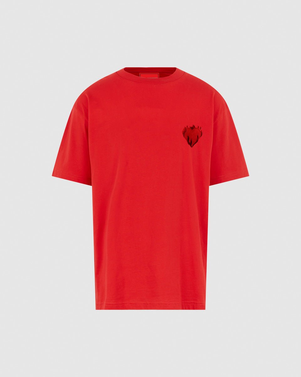 Vision Of Super RED T-SHIRT WITH EMBROIDERED FLAMING HEART Negozi Online