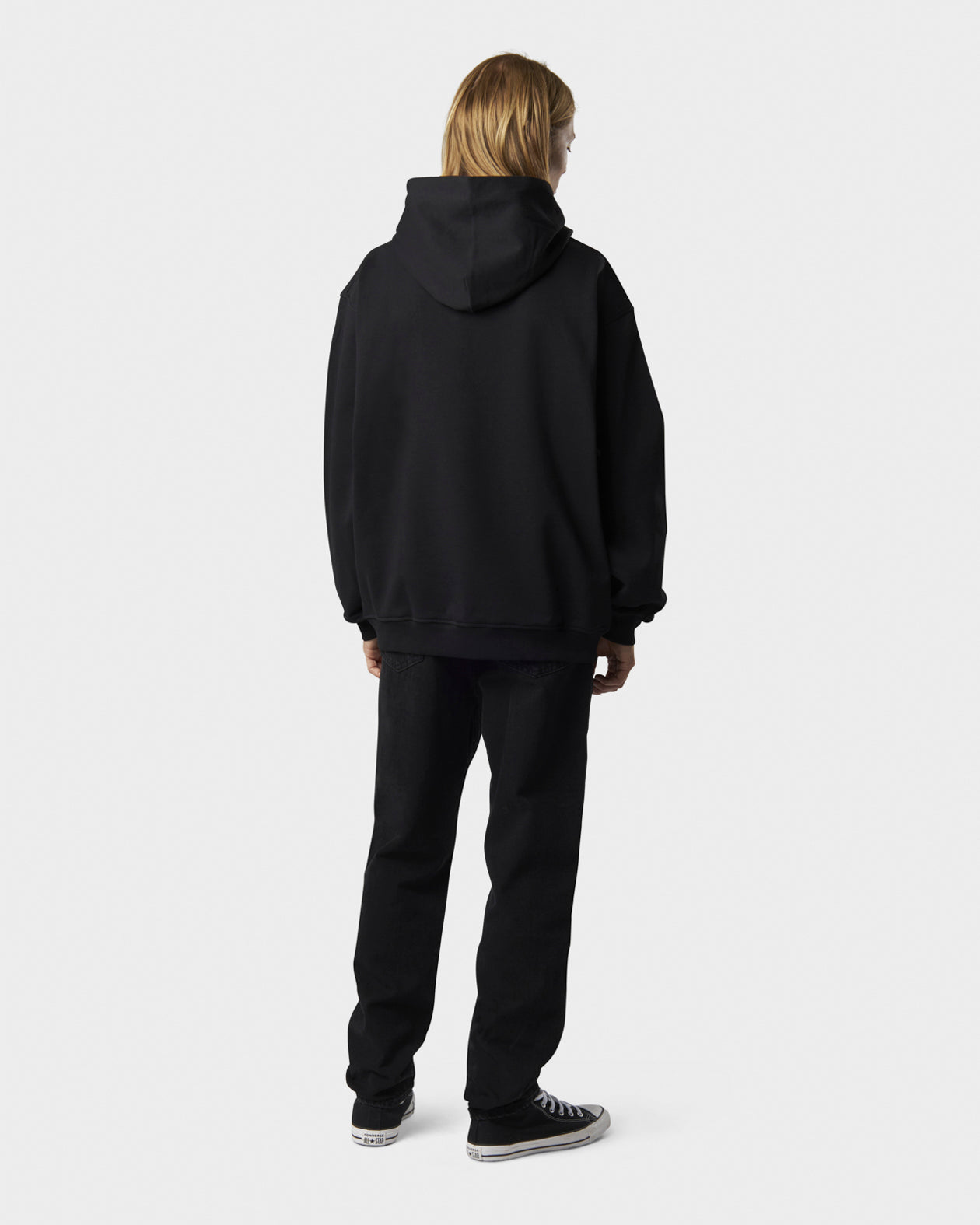 Vision Of Super BLACK HOODIE WITH HEARTBEAT PRINT ON FRONT AND METAL LABEL AND BUTTON Affare Del Giorno