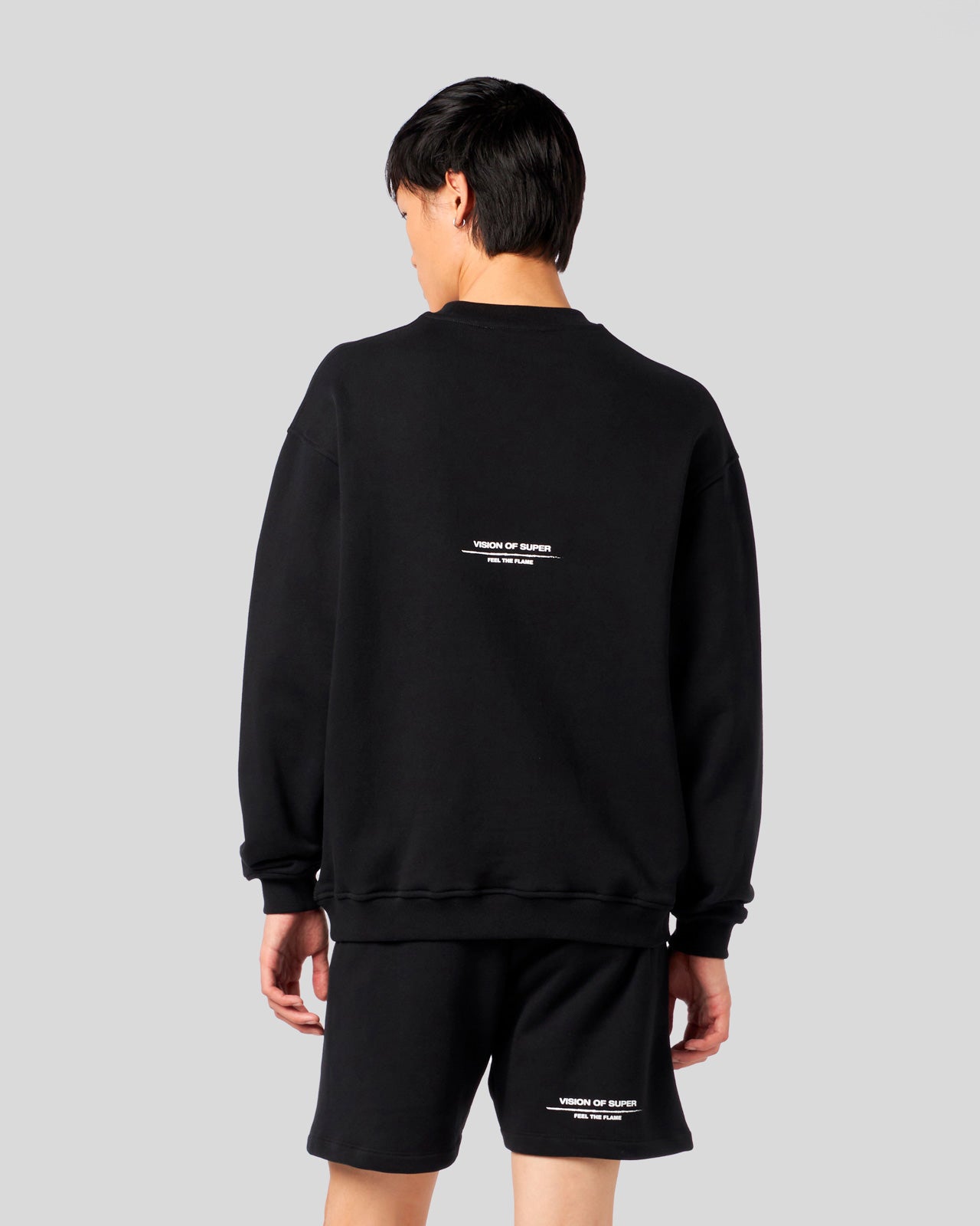 Vision Of Super BLACK CREWNECK WITH FLAMES LOGO Presa