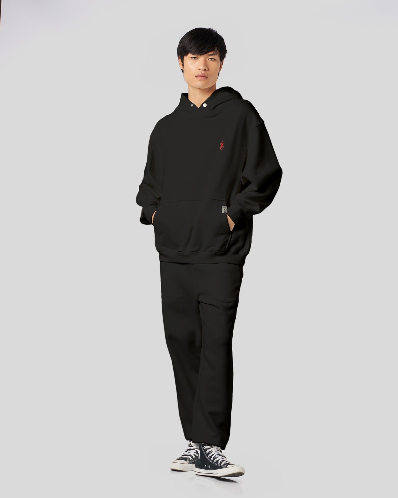 Vision Of Super BLACK HOODIE WITH FLAMES LOGO Sconto