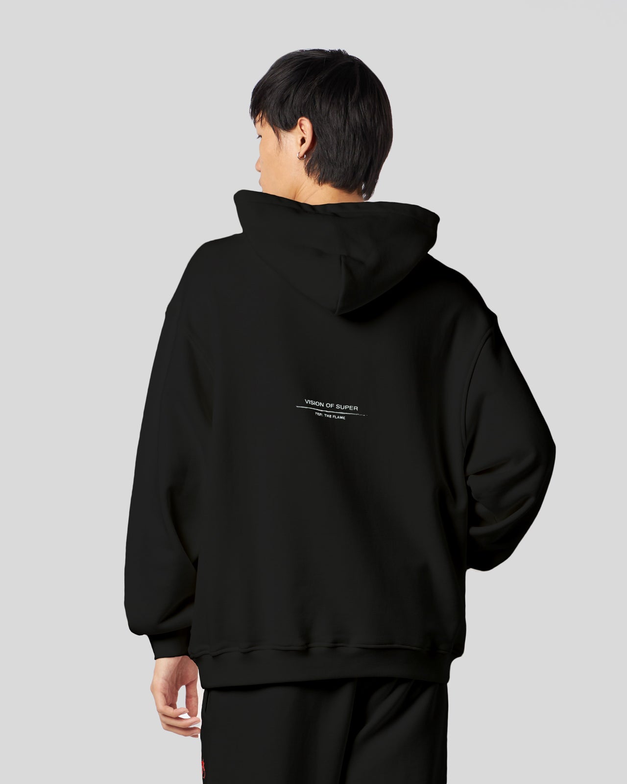 Vision Of Super BLACK HOODIE WITH FLAMES LOGO Sconto